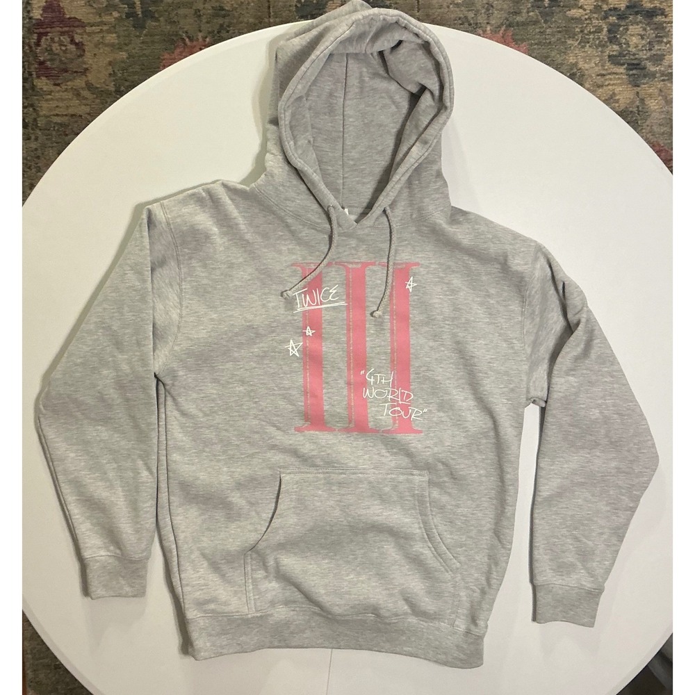 Twice 4th World Tour Grey Hoodie KPOP Korean Concert Merch Size L Grey Pink